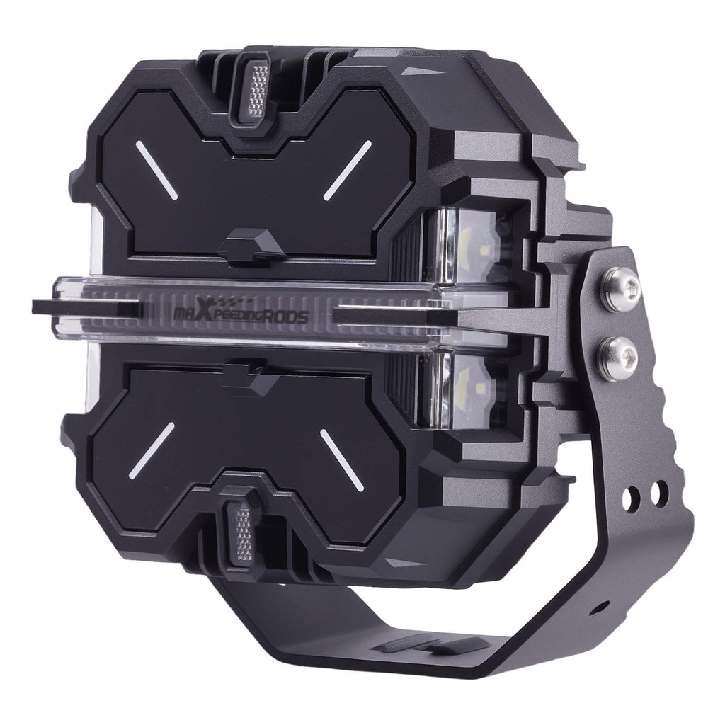 7in Matte Black LED Driving Lights Spot BeamSide Shooter RGB DRL for Offroad