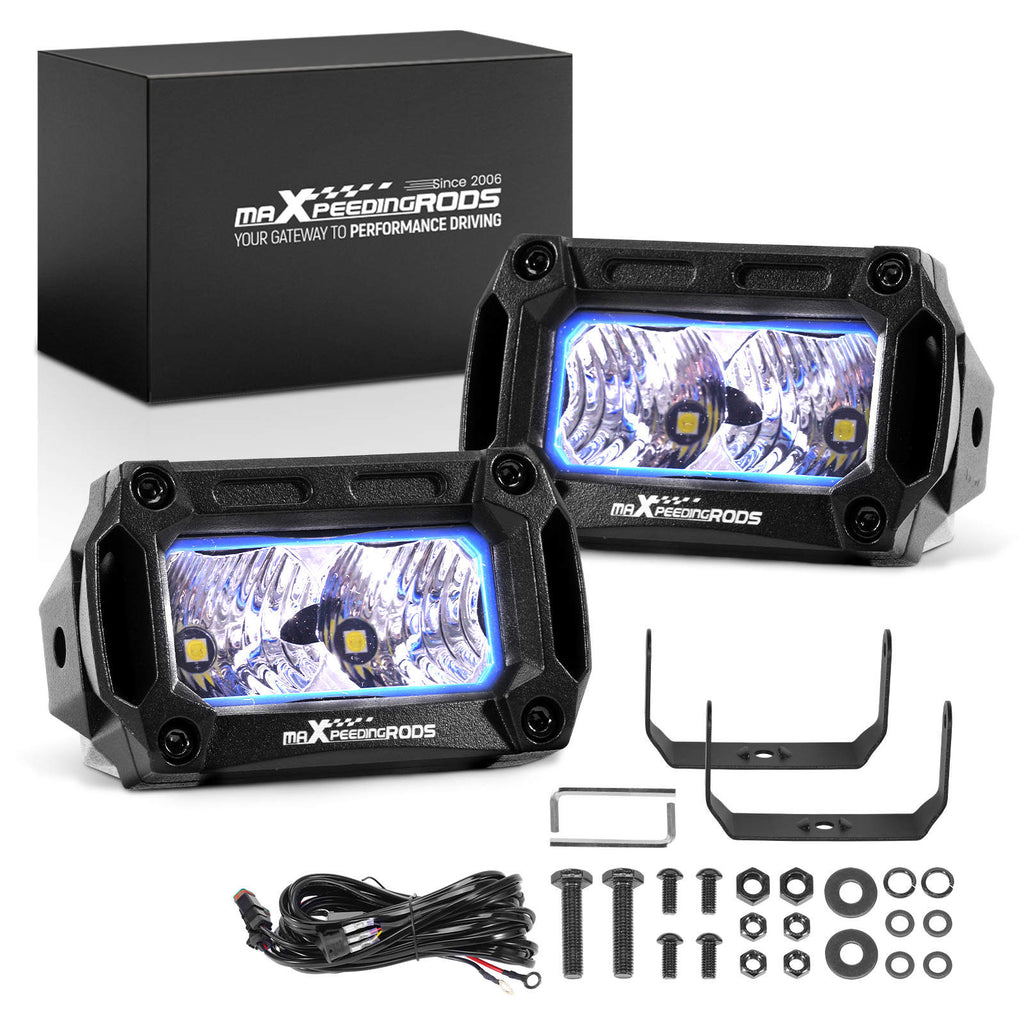 20W LED Pod Light Rectangular Flood Beam 2000LM 3.3in for Off-Road compatible for White IP67