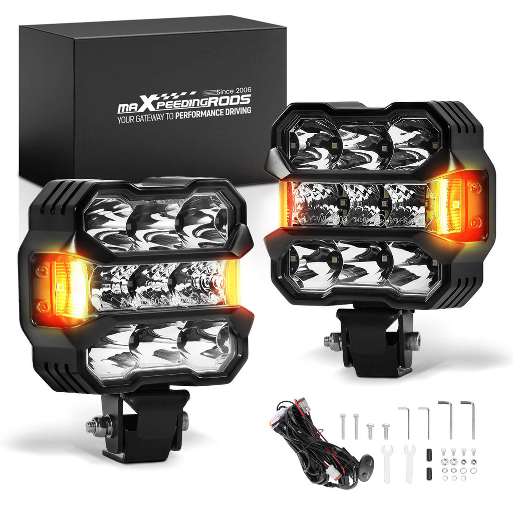 4.5in LED Auxiliary Driving Light 80W Spot Flood IP67 Amber DRL compatible for Jeep SUV