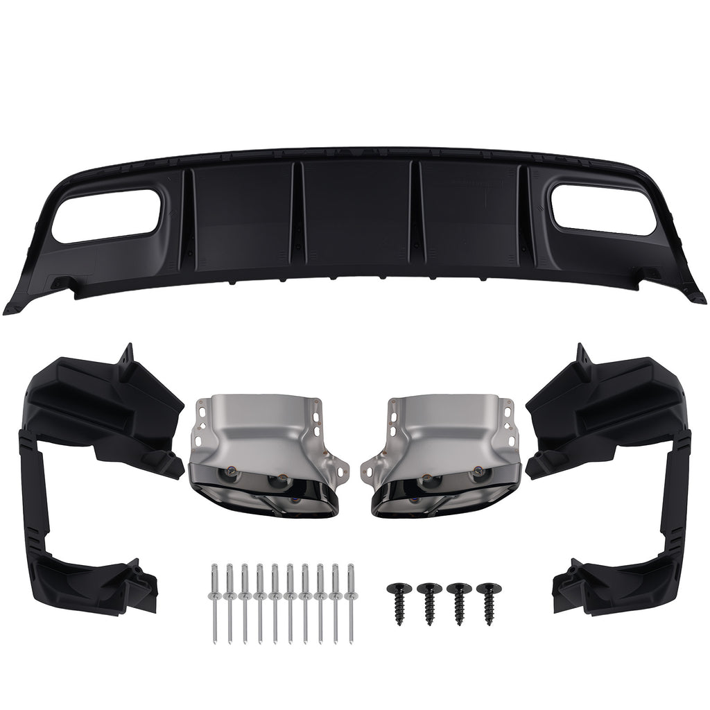 Rear Diffuser geschikt voor Mercedes A Class W176 AMG A45 Look Tail Pipe Gloss Black 12-18