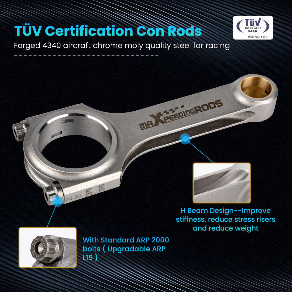 4 Pieces Conrods Bielle compatible for Fiat Punto GT 1.4 1.6L Turbo 128.5mm Connecting Rods