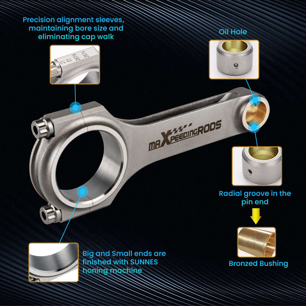 Connecting Rods compatible for Volvo 850 T5 C70 V70 2.3L 4340 Forged Steel H-Beam 139.5mm