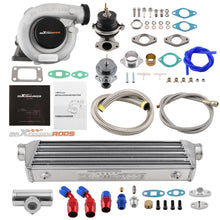 Load image into Gallery viewer, T3 T4 T04E Universal Turbo Turbo+Wastegate+Intercooler+BOV+Oil Line Kit