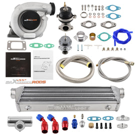 T3 T4 T04E Universal Turbo Turbo+Wastegate+Intercooler+BOV+Oil Line Kit
