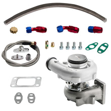 Load image into Gallery viewer, T3 T4 t04e Turbocharger 0.5 A/R 0.63 T04E w/ oil inlet oilet feed return lines