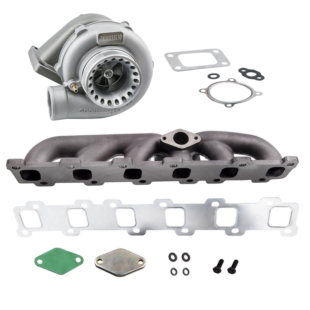 Turbo Manifold Kit for GT35 GT3582 T3 a/r .63 compatible with Nissan Safari TD42 TB42 TD45 TB45