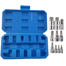 Load image into Gallery viewer, 10 Piece Socket Set Triple Square Spline 1/4 3/8 1/2 Drive M4-M18 CRV Tool