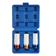 Load image into Gallery viewer, 1/2 Drive Impact Kit 17mm 19mm 21mm Alloy Wheel Socket Set Color Coded Steel