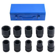 Load image into Gallery viewer, 10 Piece 1in Drive Impact Socket Set 6-Point 22-50mm CR-V Automotive Tools