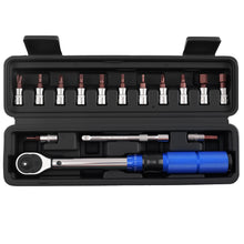 Load image into Gallery viewer, 1/4 Drive Click Torque Wrench Set 2-24 Nm W/ Hex Phillips Star Bits Extension