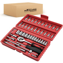 Load image into Gallery viewer, 46pcs 1/4 Drive Ratchet Socket Set 4-14mm Hex Phillips Bits Tools