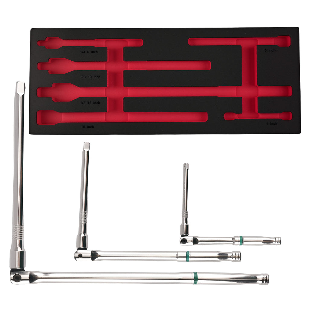 180° Rotating Head Breaker Bar Set 1/4 3/8 1/2 Drive Extension Power Tools 6PC