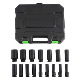 16 1/2-inch Impact Sockets 10-32mm 6-Point Deep Metric Cr-V Phosphate