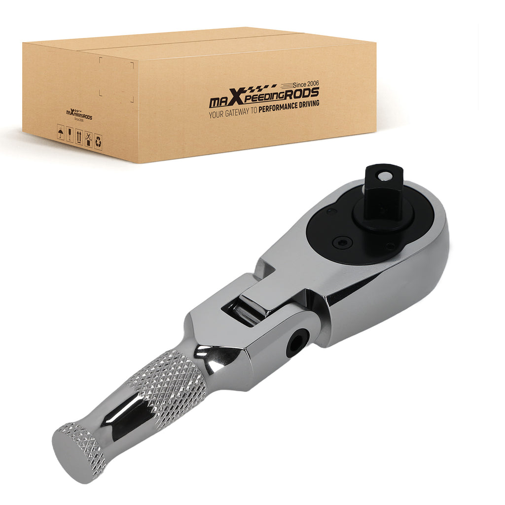 180° Flexi Head 72-Tooth Ratchet Wrench 3/8 Drive Stubby CR-V