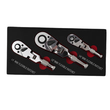 Load image into Gallery viewer, 3-Piece Flex Head Ratchet Set 1/4 3/8 1/2 72T Quick Release CR-V Kit