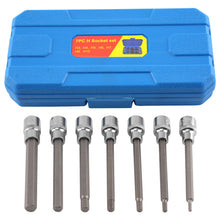 Load image into Gallery viewer, 3/8in Drive 7PC Extra Long Hex Socket Metric 3-10mm Allen Key CRV Steel