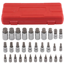 Load image into Gallery viewer, 1/4 3/8 1/2 Drive 32pc Hex Bit Socket Set S2 Steel Metric Imperial
