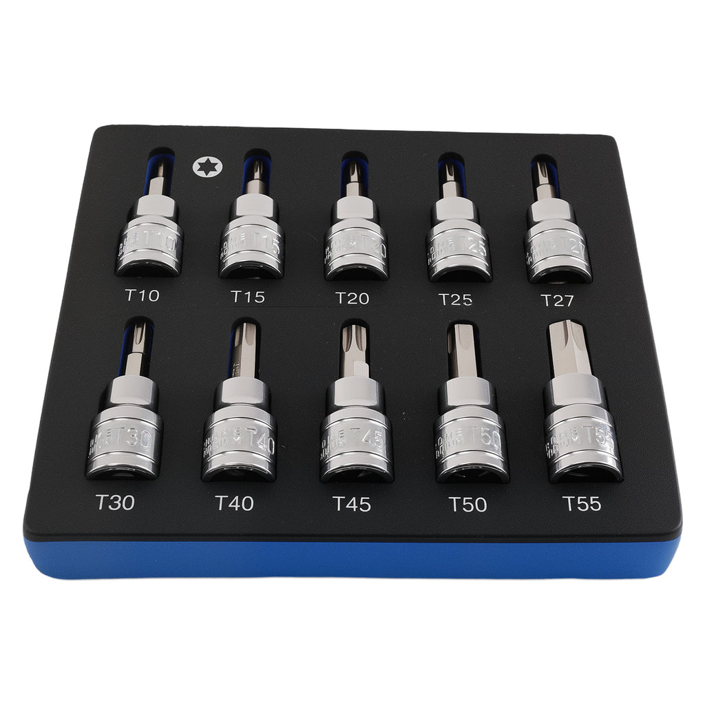 10-Stuk 3/8" Torx Socket Set T10-T55 48mm CRV voor Tools