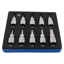 Load image into Gallery viewer, 10-Stuk 3/8" Torx Socket Set T10-T55 48mm CRV voor Tools