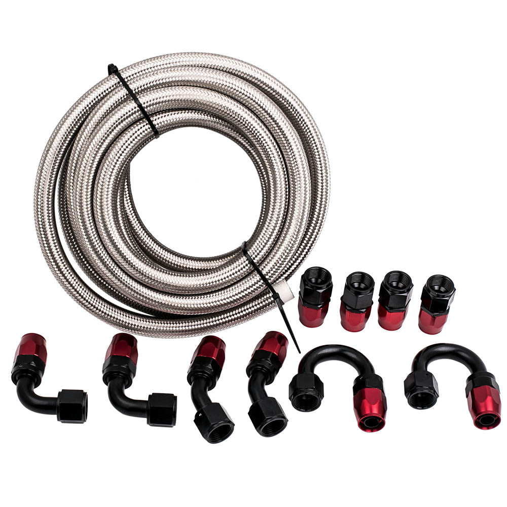 Hose End Adapter et AN10 Stainless Steel Braided Oil Fuel Line 5M 45° 0.80quot;