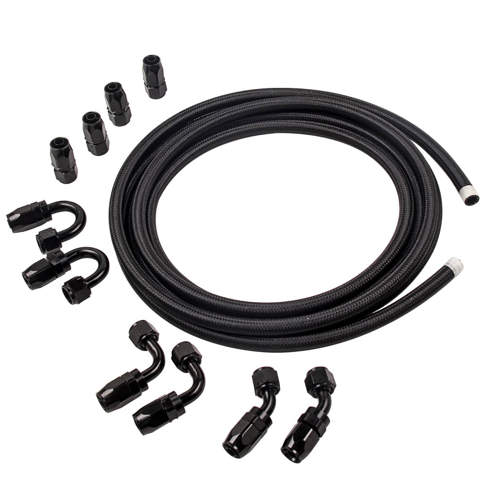 AN8 8AN 16 Feet Staal Braided Oil Diesel Fuel Line Hose