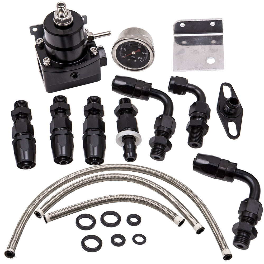 Universal AN6 Adjustable Fuel Pressure Regulator Gauge Fittings O...
