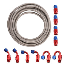 Load image into Gallery viewer, AN6 AN-6 Red Swivel Fitting Stainless Steel Braided Fuel Line Hose 20FT / 6M Kit