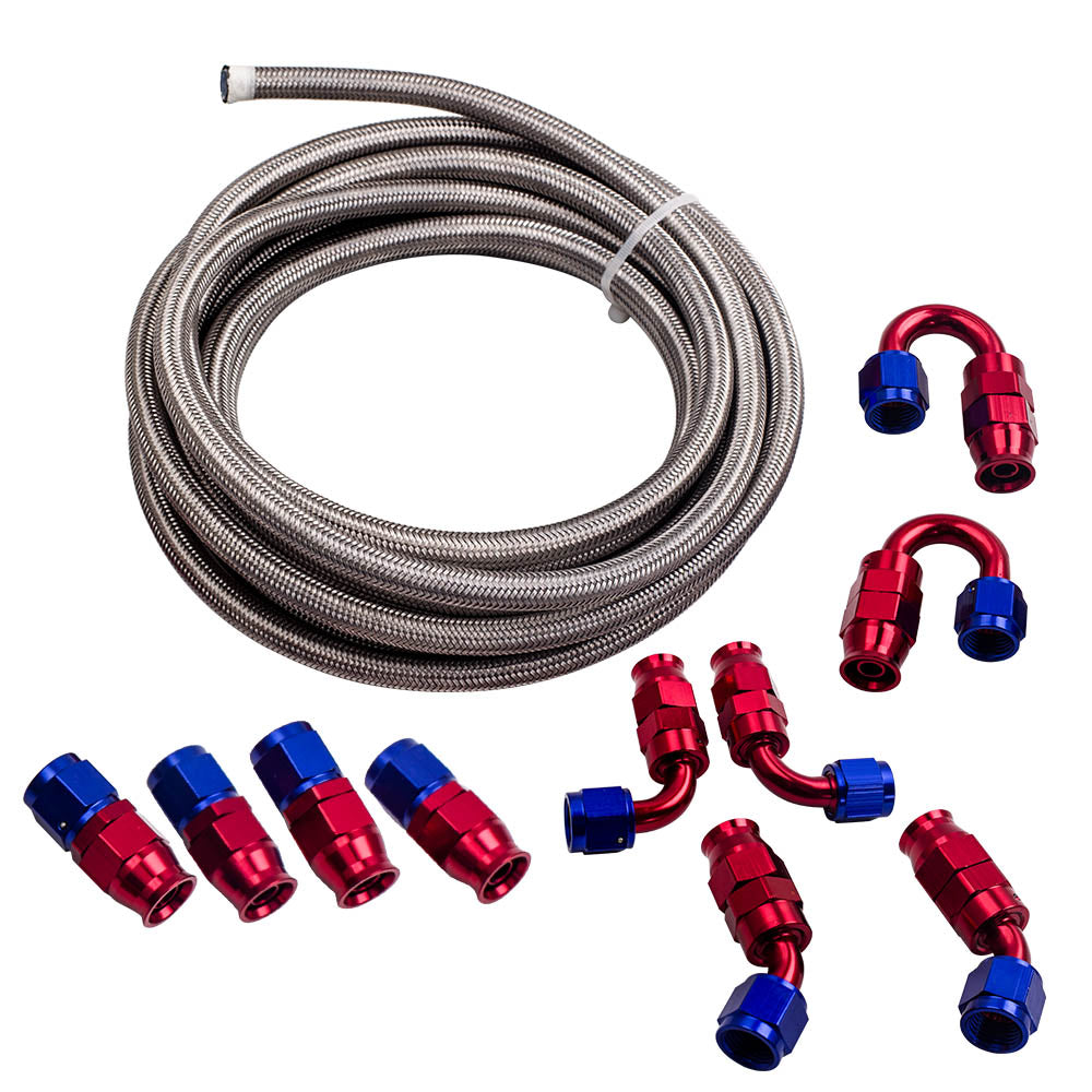 20FT AN6 Roestvrij staal PTFE E85 Fuel Line Hose + Swivel Fitting Hose End Kit