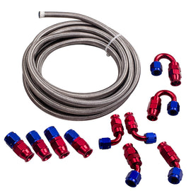20FT AN6 Roestvrij staal PTFE E85 Fuel Line Hose + Swivel Fitting Hose End Kit