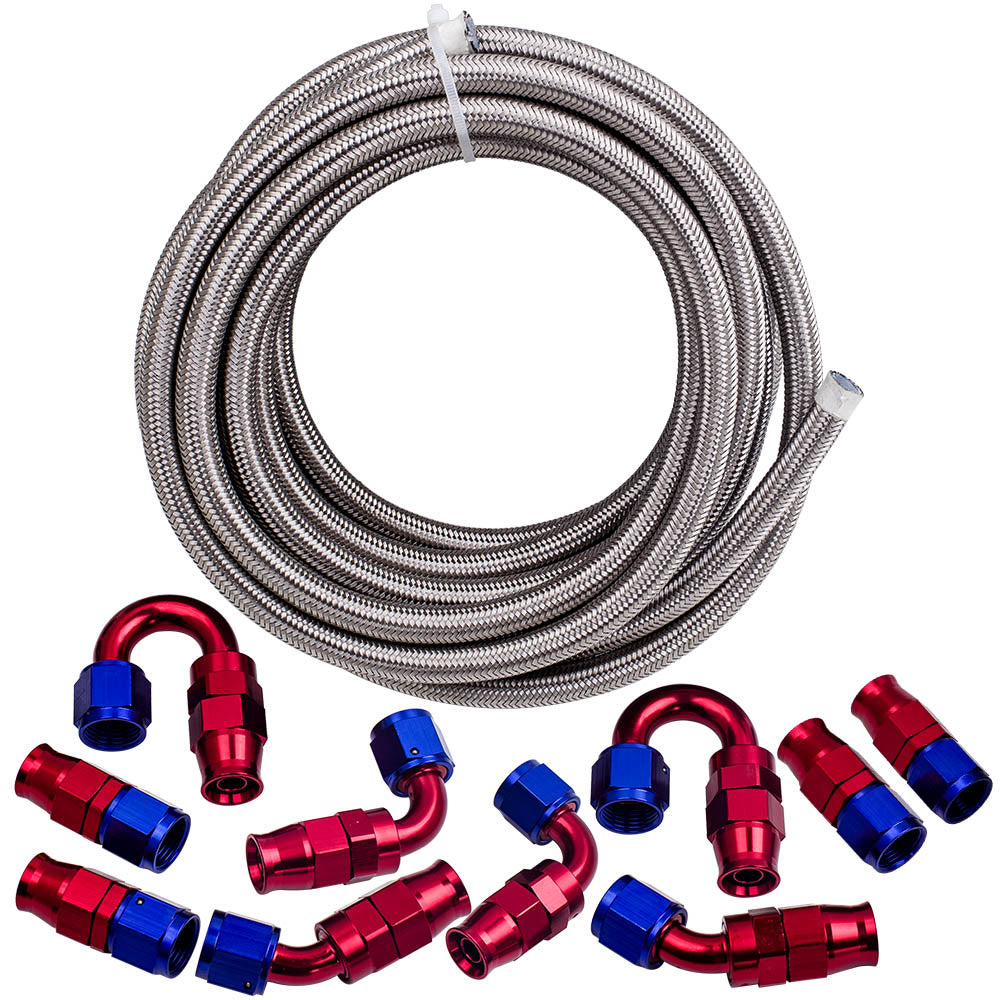 6M AN8 Braided Staal Fuel Oil Line Hose End Fitting Kit