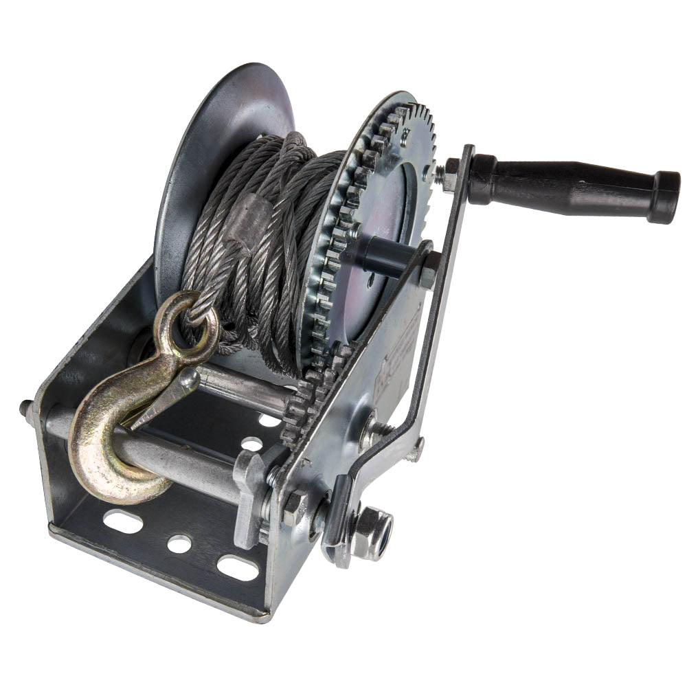 Cabrestante manual Manivela manual 1500 kg Acero engranaje doble for remolque de barco Cable de 33 pies