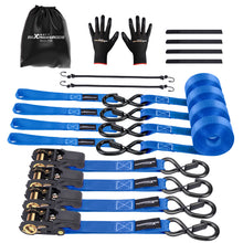 Load image into Gallery viewer, 4xRatchet Straps Truck 997kg 4.5m S-Hook Blue S-Hook met Safety Clip