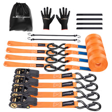 Load image into Gallery viewer, 4x Spanngurte mit Ratsche und Haken Zurrgurte Spanngurt LKW 997kg 4,5m Orange