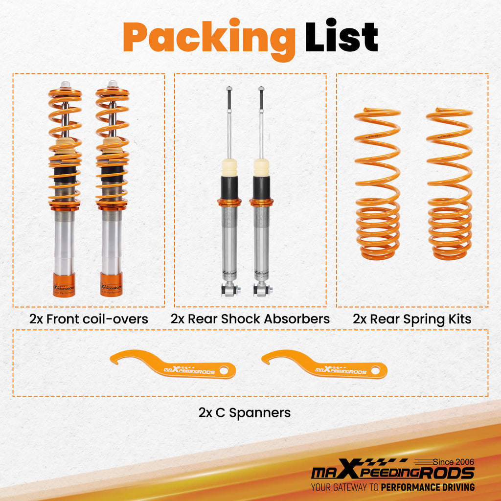 Compatible for BMW 5-Series 97-03 E39 525 528 530 540 NEW Performance Adjustable Coilovers lowering kit