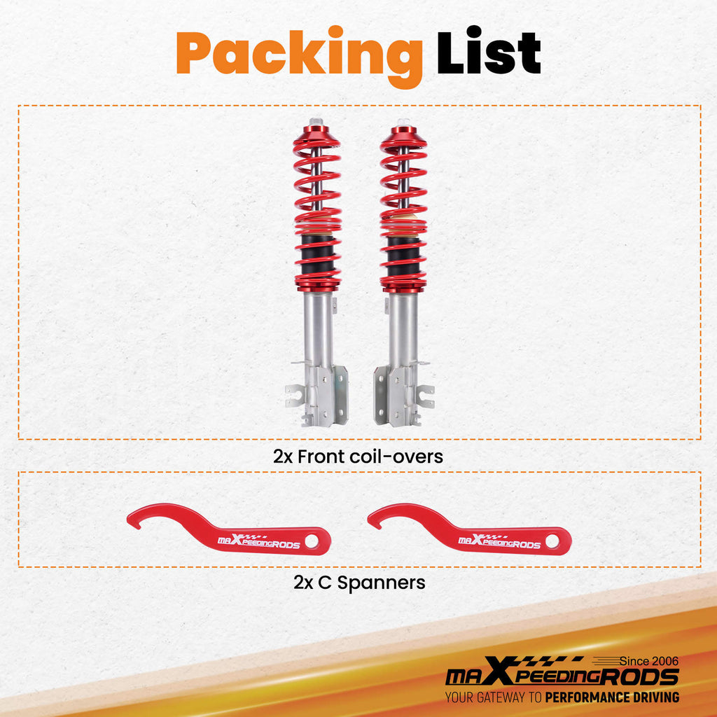 Maxpeedingrods Adjustable Front Coilovers Lowering Coils compatible for FIAT 500 2008-2019