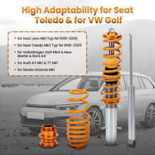 Load image into Gallery viewer, Compatible with SEAT LEON (1M1) Compatible with FWD 1999-2006 Coilovers Adjustable Suspension Shock Absorber Kit Lowering Kit
