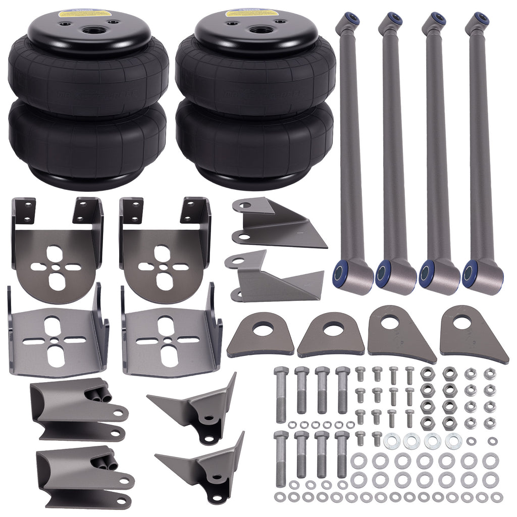 Weld On Triangulated 4 Link Kit Heavy Duty Steel Bars Two 2500LB Air spring Bags