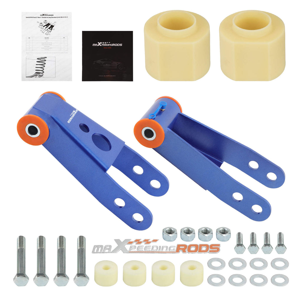 Lift Kit Front 3 Coil Spacer +Rear 2 Shackles compatible with Jeep Cherokee XJ 1984-2001
