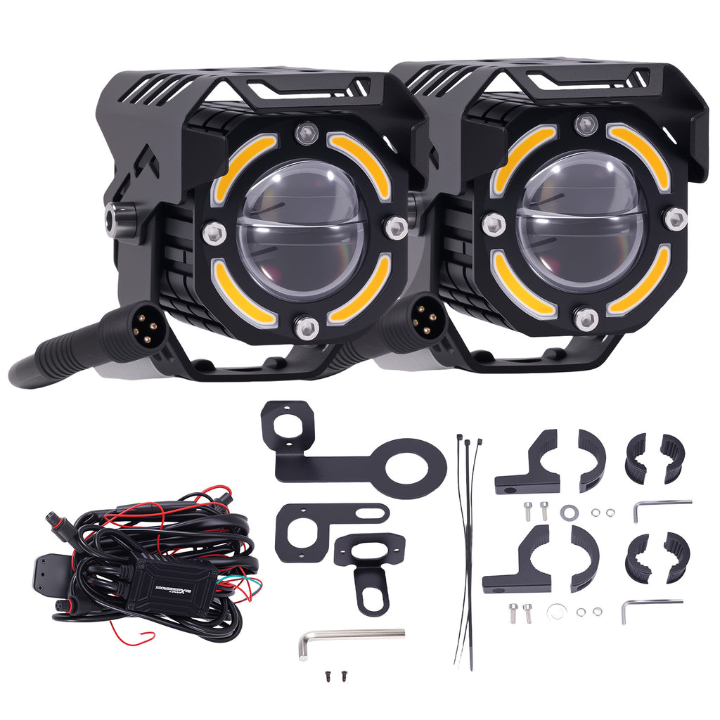 12V 80W LED Fog Lights for Motorcycle ATV UTV Off-Road IP67 Waterproof Kit