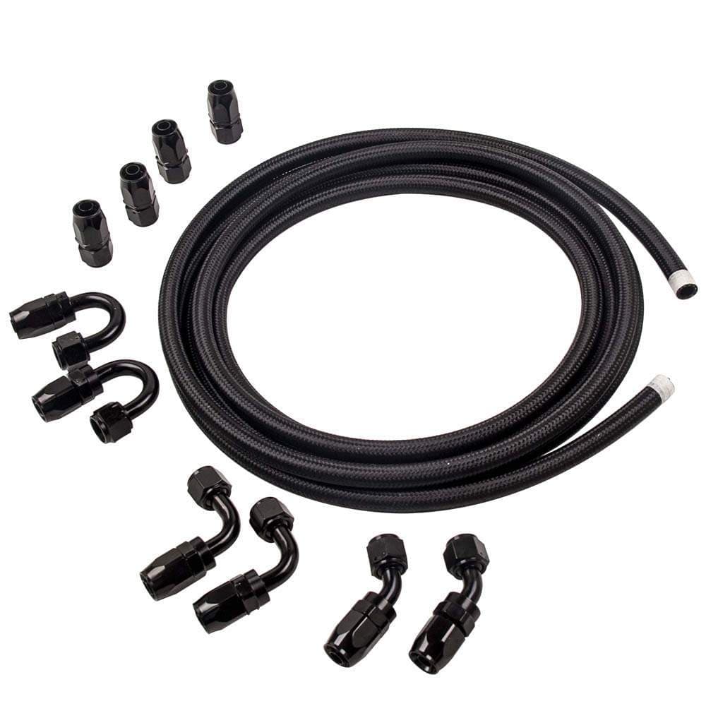 AN8 8AN 16 Feet Steel Braided Oil Diesel Fuel Line Hose