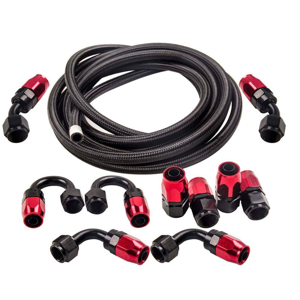 AN8 5M Stainless Steel Braided Oil Fuel Hose Line and Swivel Fitting End Kit