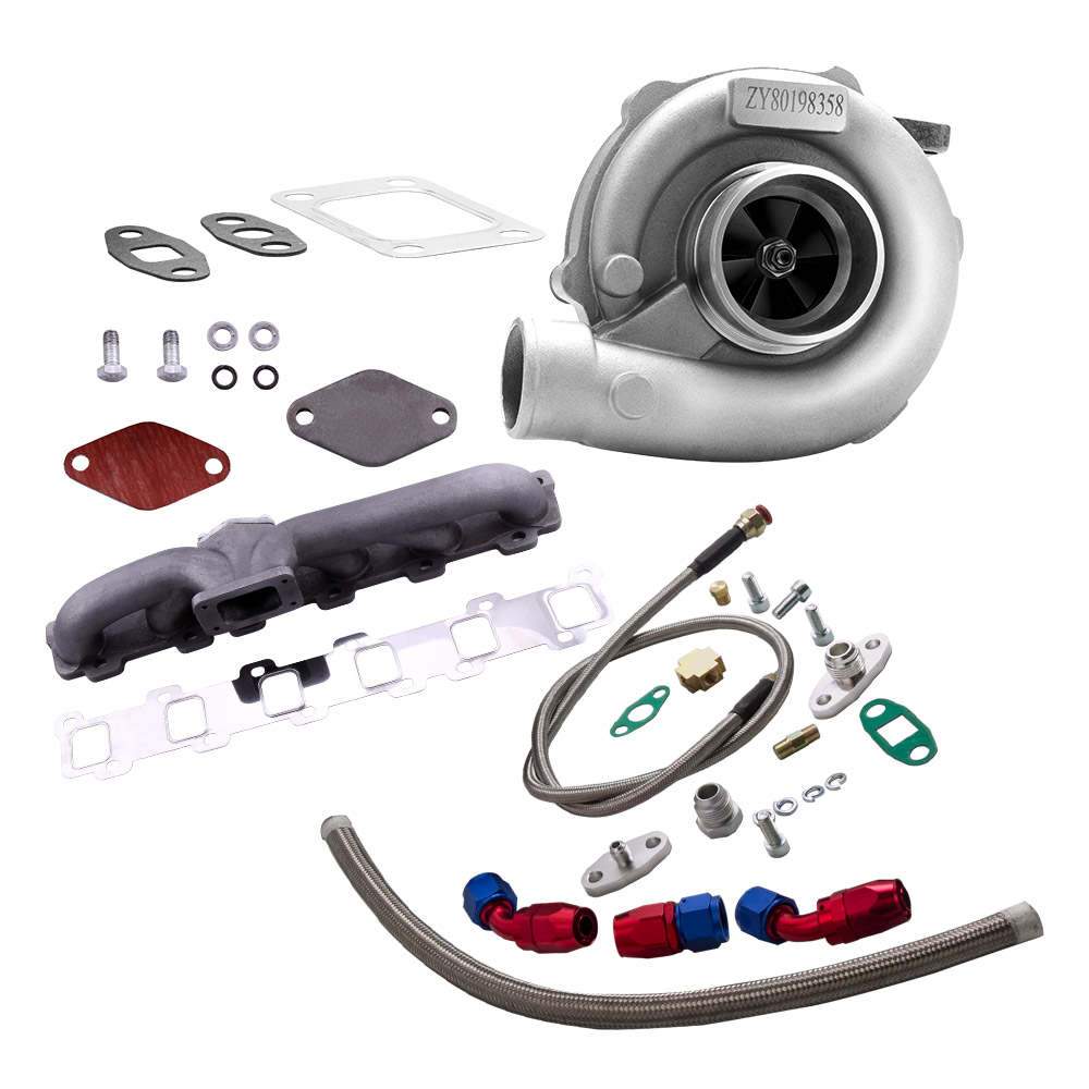 T3T4 T04E Turbo A/R .57 and Oil Line and Manifold Kit suitable for Nissan Patrol Safari Y60 Y61