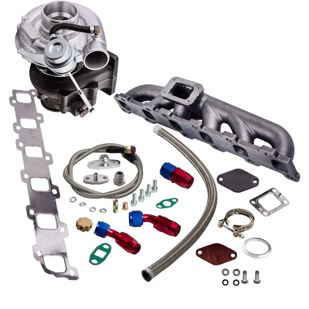 T3 TO4E Turbo Turbocharger Turbine 0.63 AR Line Kit Oil Cooled 420HP