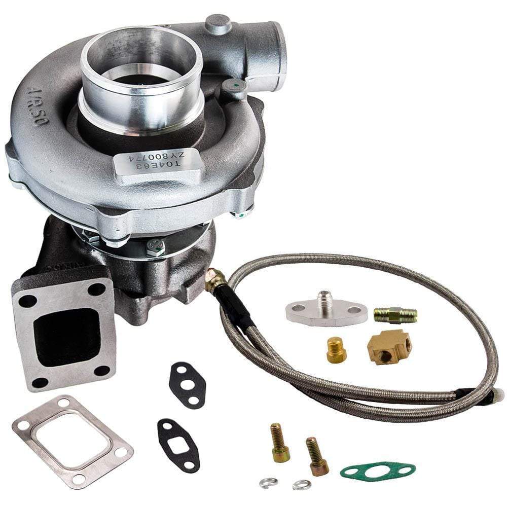 T04E T3/ T4 .63A/ R 57 Trim Turbo geschikt voor Charger 400+ HP Boost and olietoevoerleiding gaskets