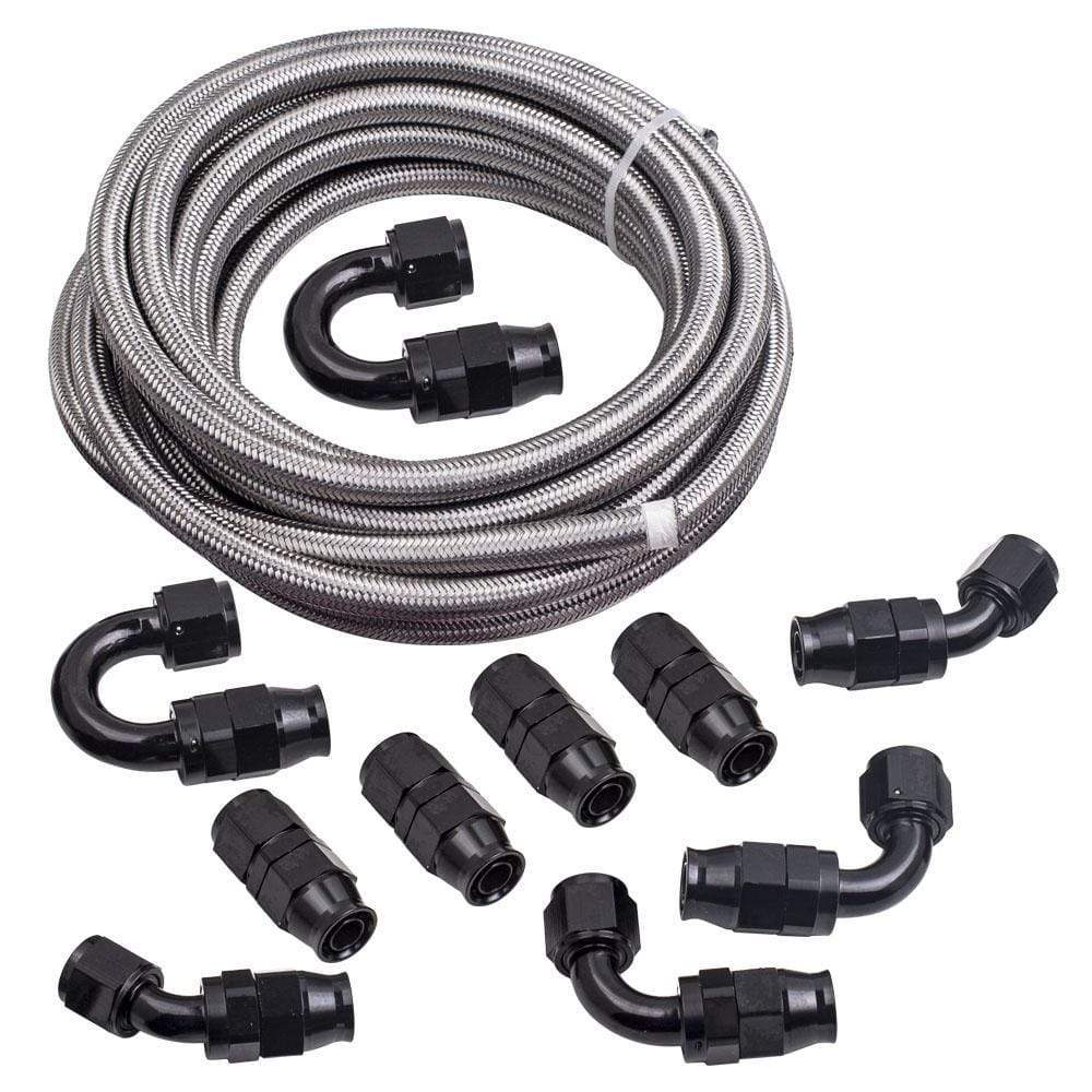 AN-10 Reusable Swivel Hose End Nylon and Roestvrij staal Braided 20FT Fuel Line