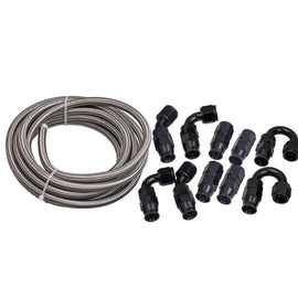 11 stuks AN-8 AN8 Roestvrij staal 20FT Fuel Line Hose End Fitting Kit