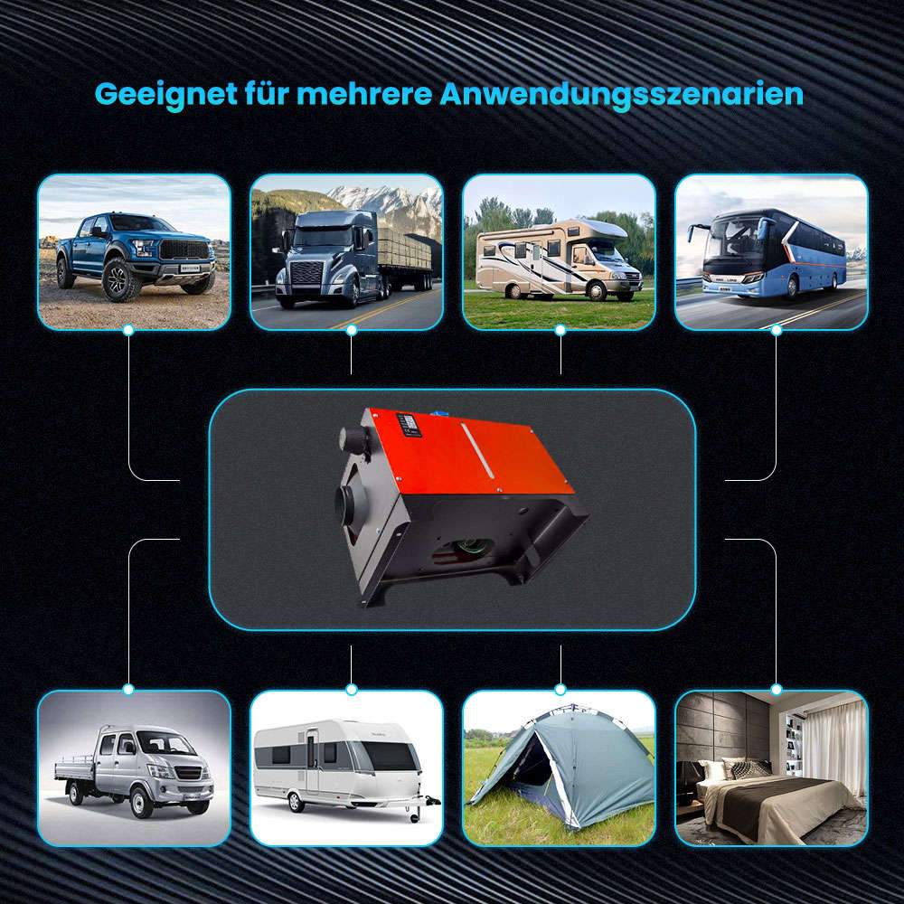 5KW 12V Integrated Diesel Air Heater Parking Heater LCD Switch Caravan Red