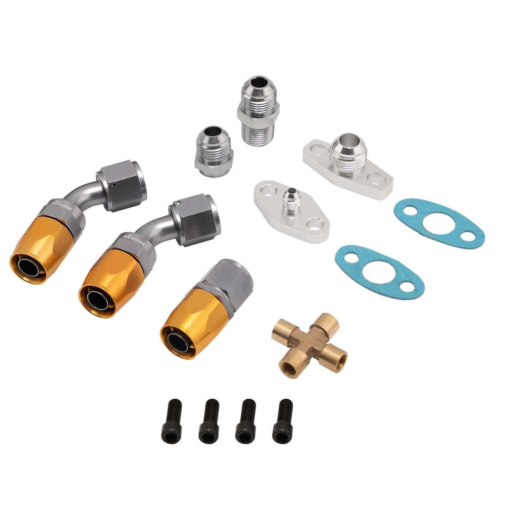 Turbo Oil Feed + Drain Return Line Kit for T3 for GT30 GT3582 GT3076 GT3037