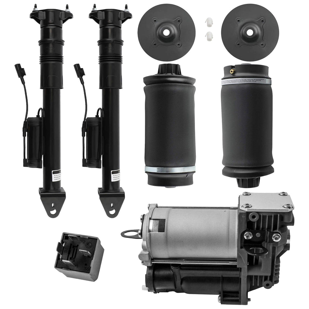 2x Shock Absorbers + 2x Rear Air Spring Bags with Compressor suitable for Mercedes M ML GL W164 X164