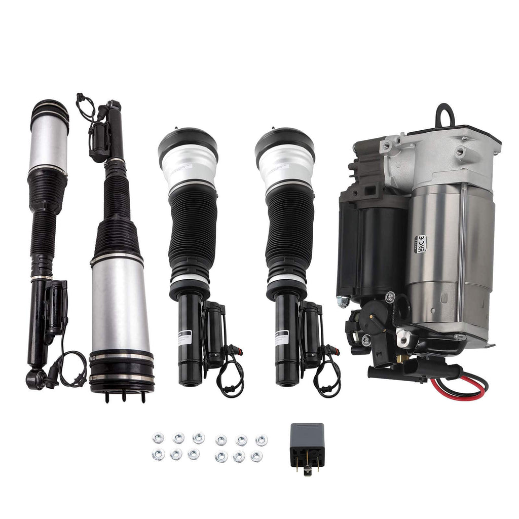 4 PCS AIR SHOCKS+ COMPRESSOR PUMP KIT for Mercedes S-Class W220 98-06